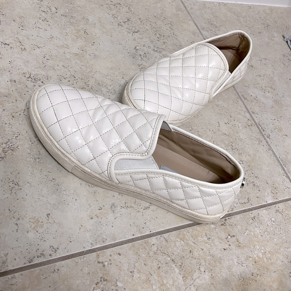 white slip on steve maddens sneakers!